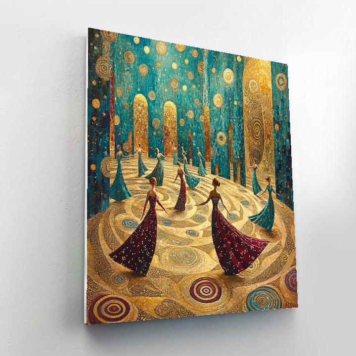 Gustav Klimt Inspired Golden Planetary Ballroom Numbered painting kits