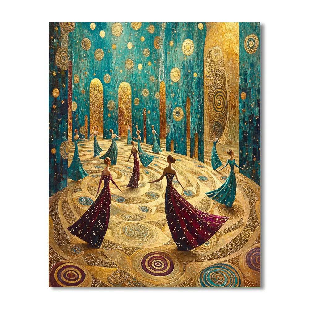 Gustav Klimt Inspired Golden Planetary Ballroom Numbered painting kits