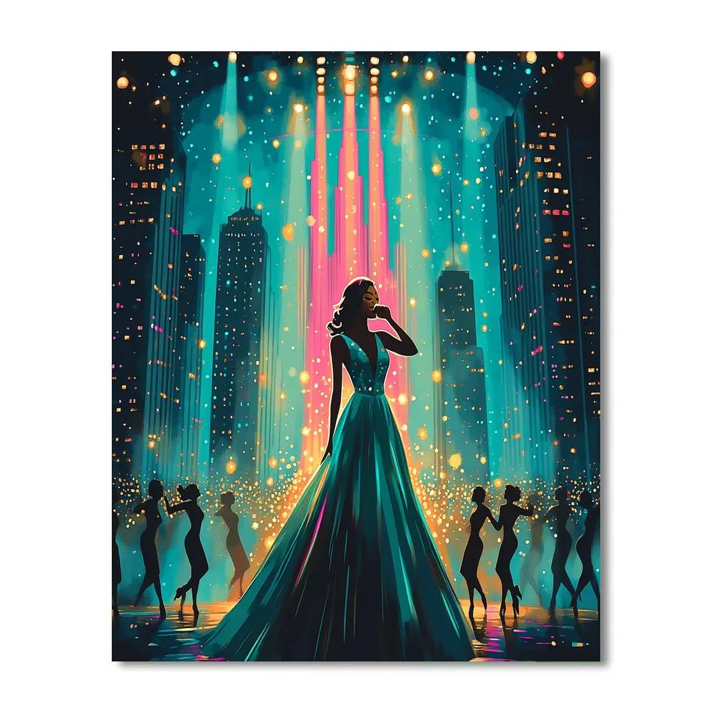 Gazelle Concert Stage City Night Disney Inspired paint by color