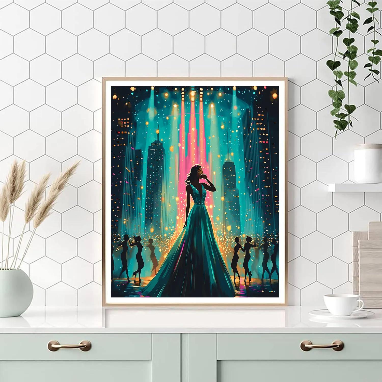 Gazelle Concert Stage City Night Disney Inspired paint by color