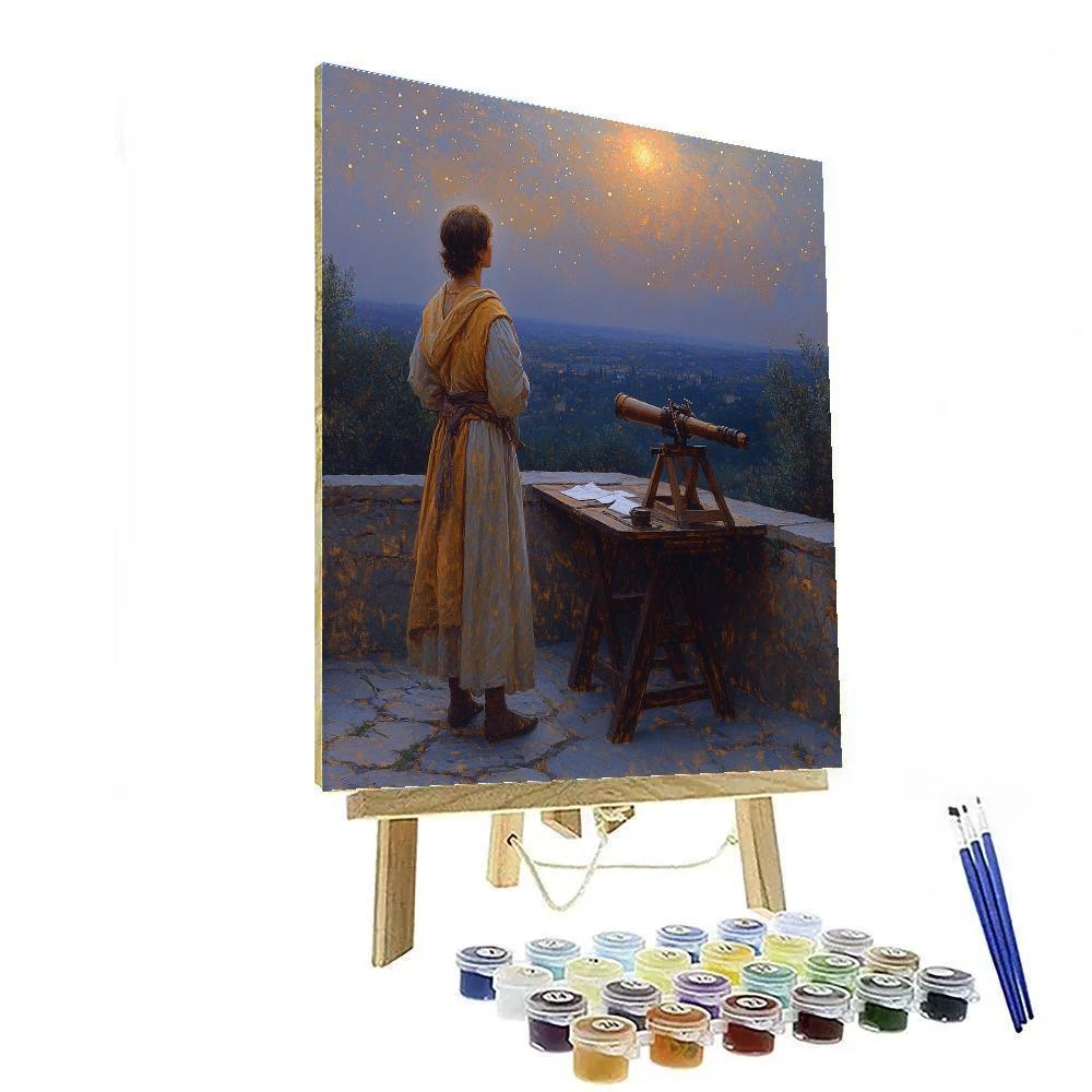 Leonardo Da Vinci Inspired Renaissance Stargazer On Terrace paint by numbers