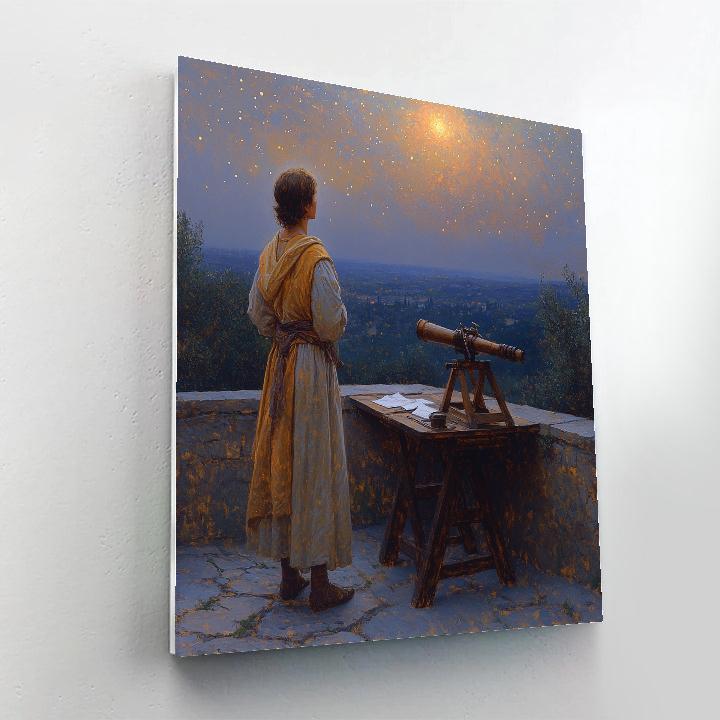 Leonardo Da Vinci Inspired Renaissance Stargazer On Terrace paint by numbers