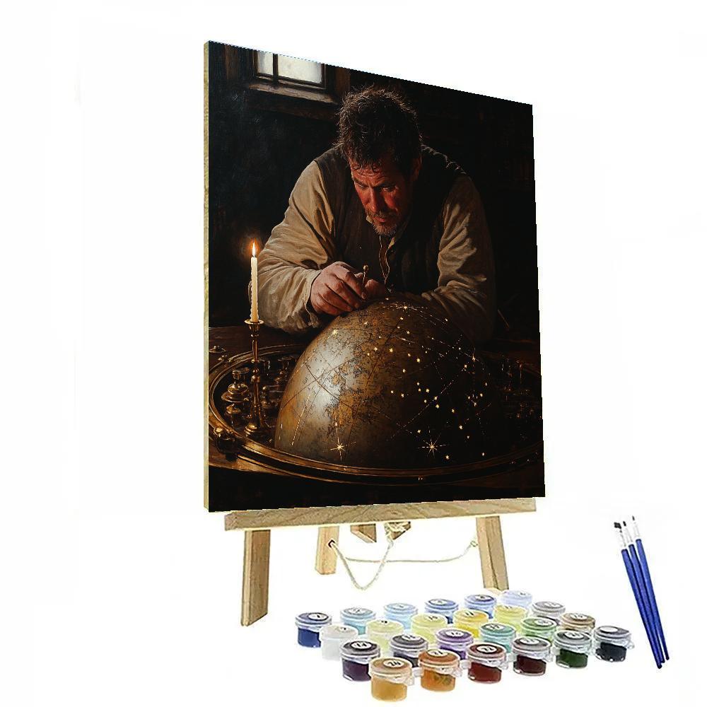 Rembrandt Inspired Astronomer With Globe And Moonlight paint by numbers