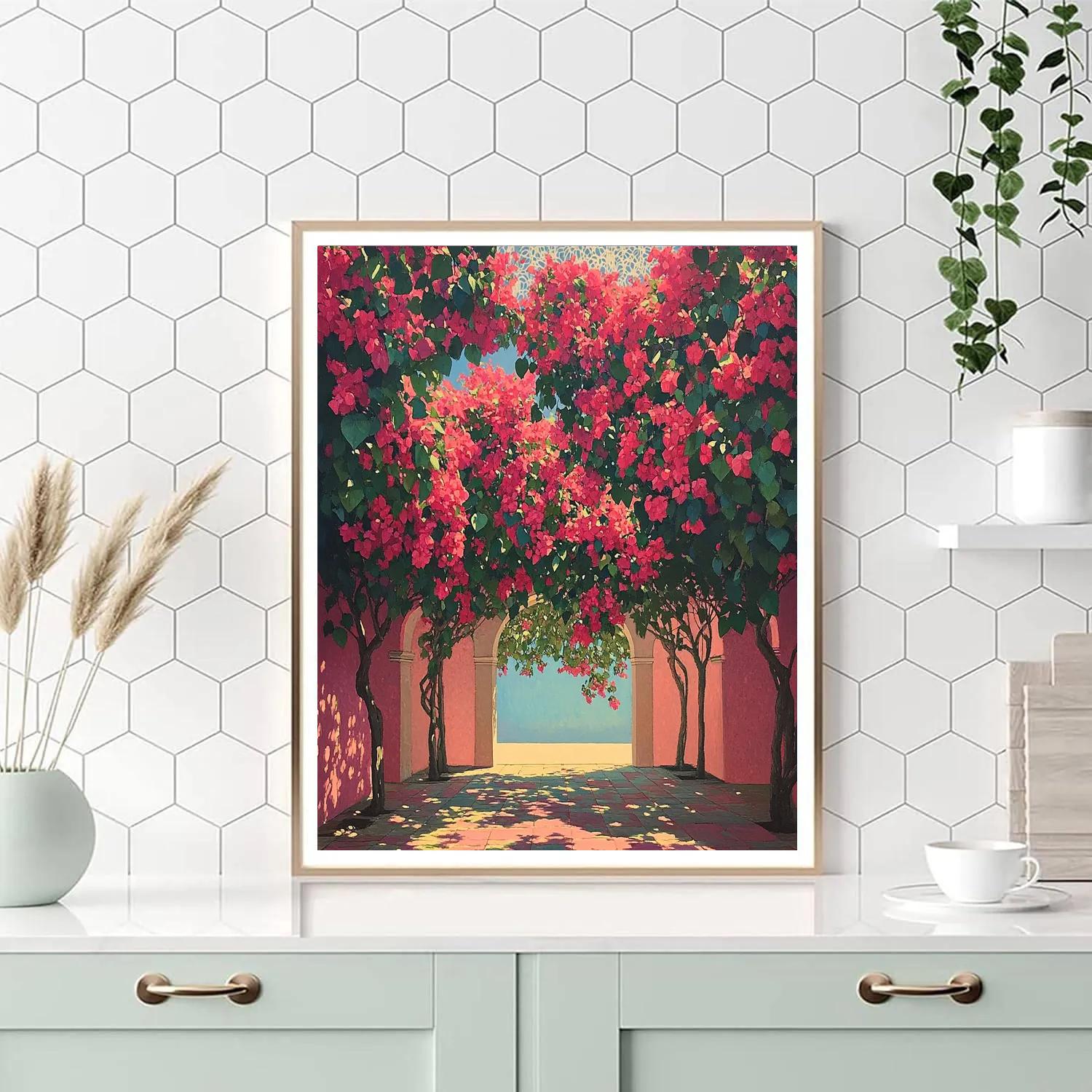 Frida Kahlo Inspired Crimson Bougainvillea Sky DIY paint by numbers
