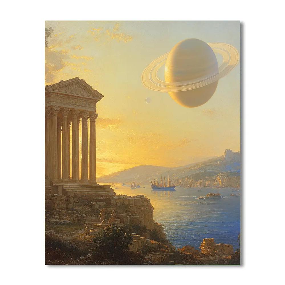 Claude Lorrain Inspired Temple By The Rings Of Saturn Paint by numbers kits