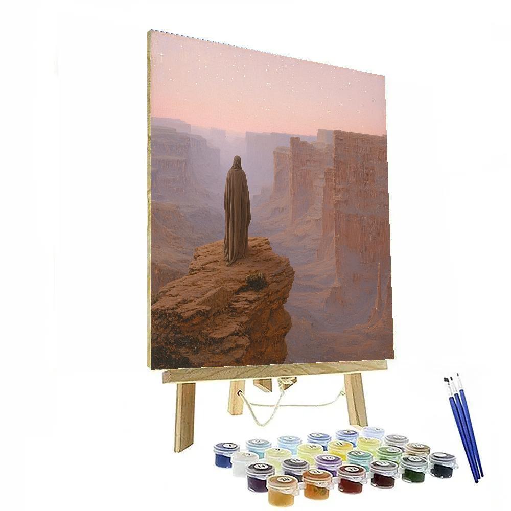 Caspar David Friedrich Inspired Wanderer Above Martian Canyons paint by numbers