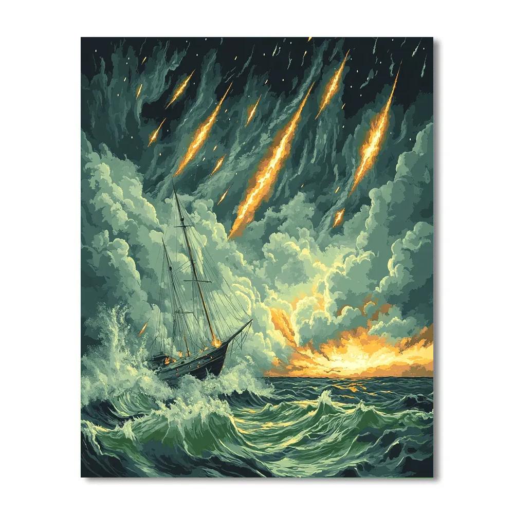 JMW Turner Inspired Storm Of Meteors At Sea Paint by numbers art