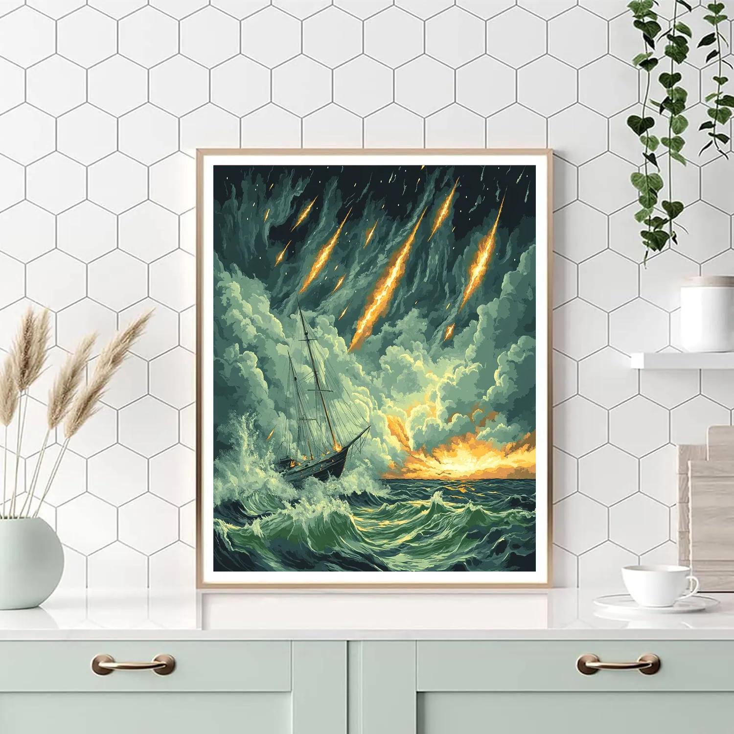 JMW Turner Inspired Storm Of Meteors At Sea Paint by numbers art