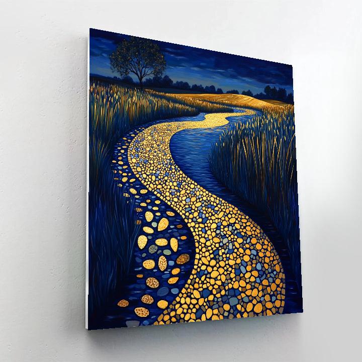 Gustav Klimt Inspired Gilded River At Twilight paint by number