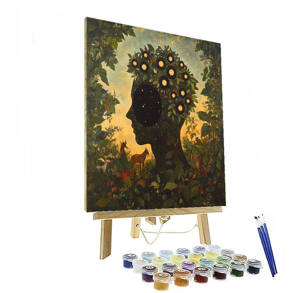 Frida Kahlo Inspired Self Portrait With Eclipse Crown paint by color