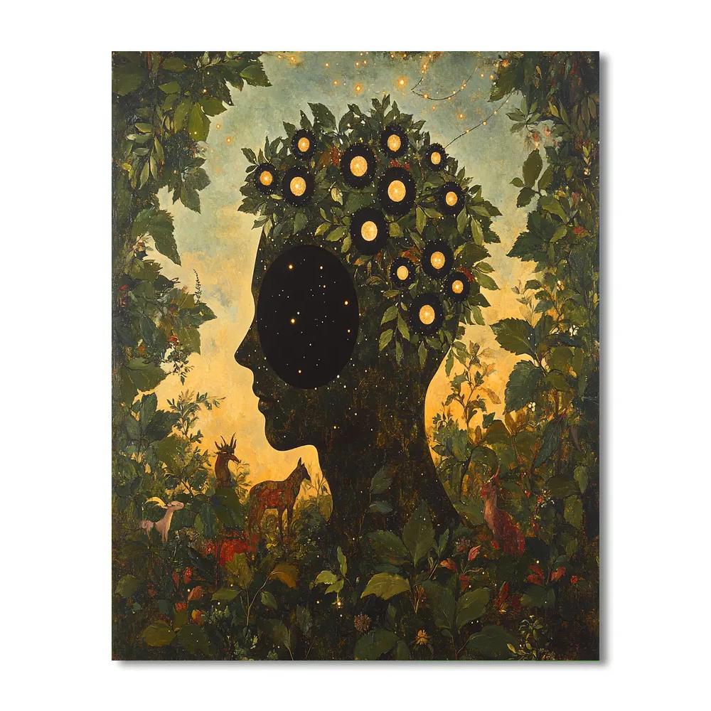 Frida Kahlo Inspired Self Portrait With Eclipse Crown paint by color
