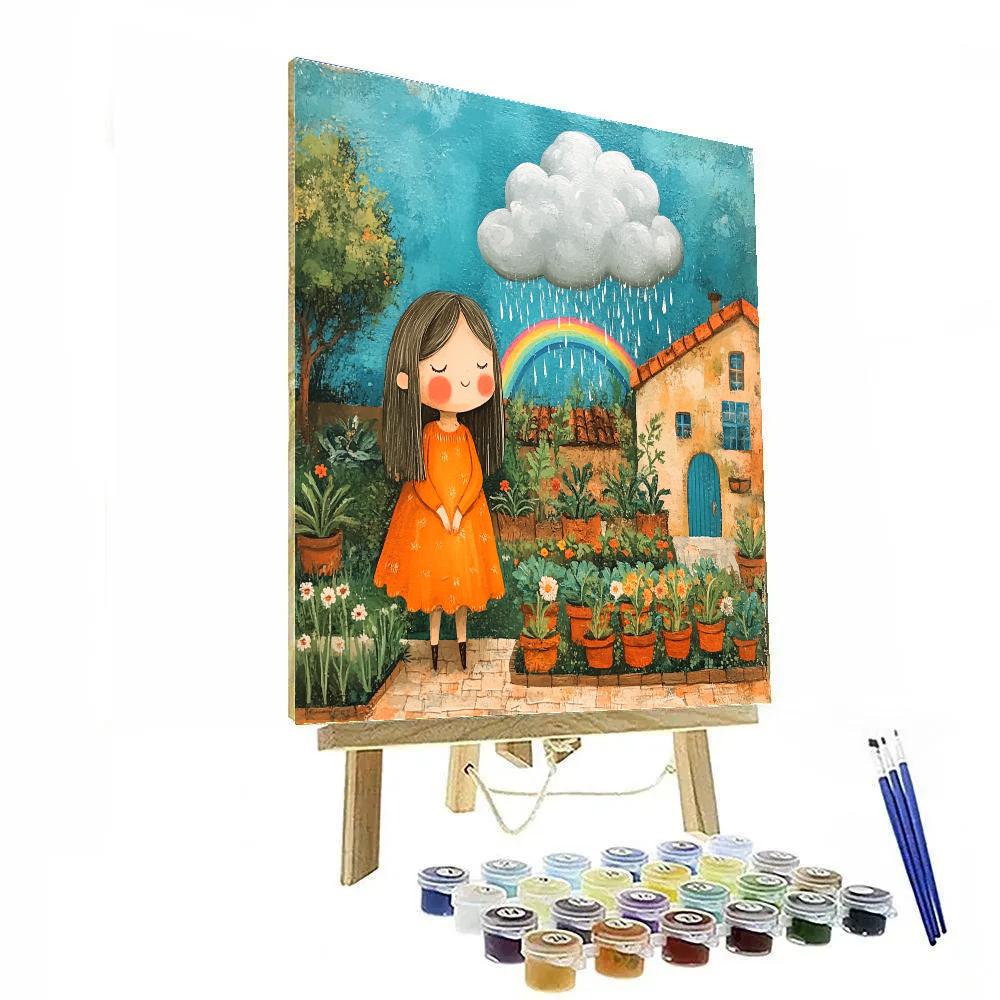 Pepa Rain Cloud Garden Rainbow Disney Inspired Paint by numbers kits