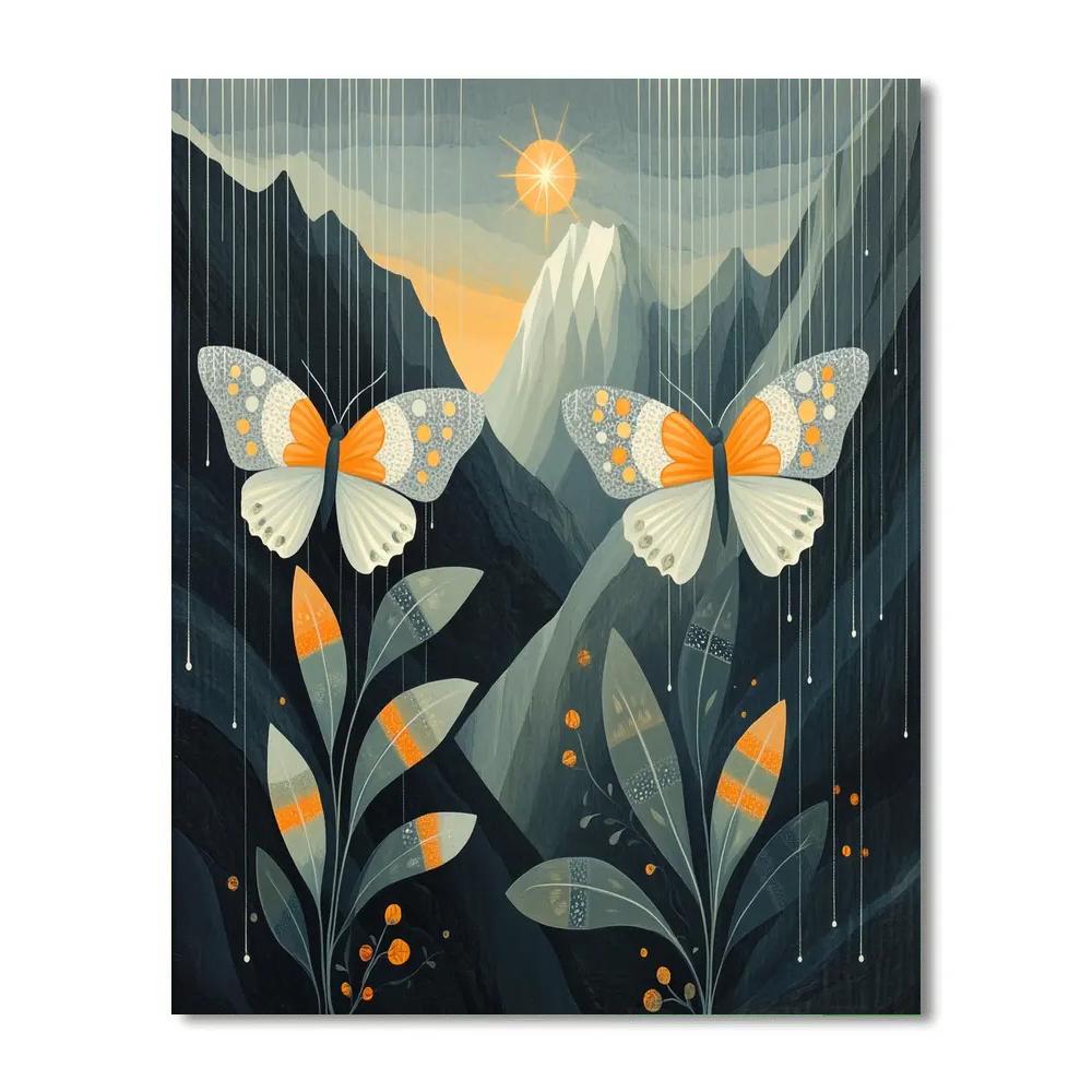 Frida Kahlo Inspired Rain Shadow Butterflies DIY paint by numbers