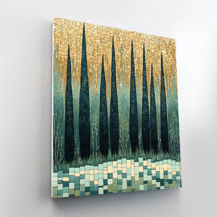 Gustav Klimt Inspired Ornamental Cypress Breeze paint by number