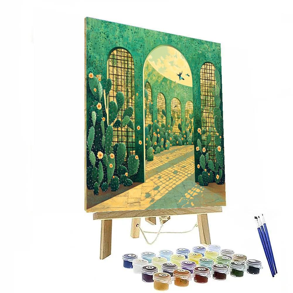 Frida Kahlo Inspired Nopal Lattice Sanctuary DIY paint by numbers