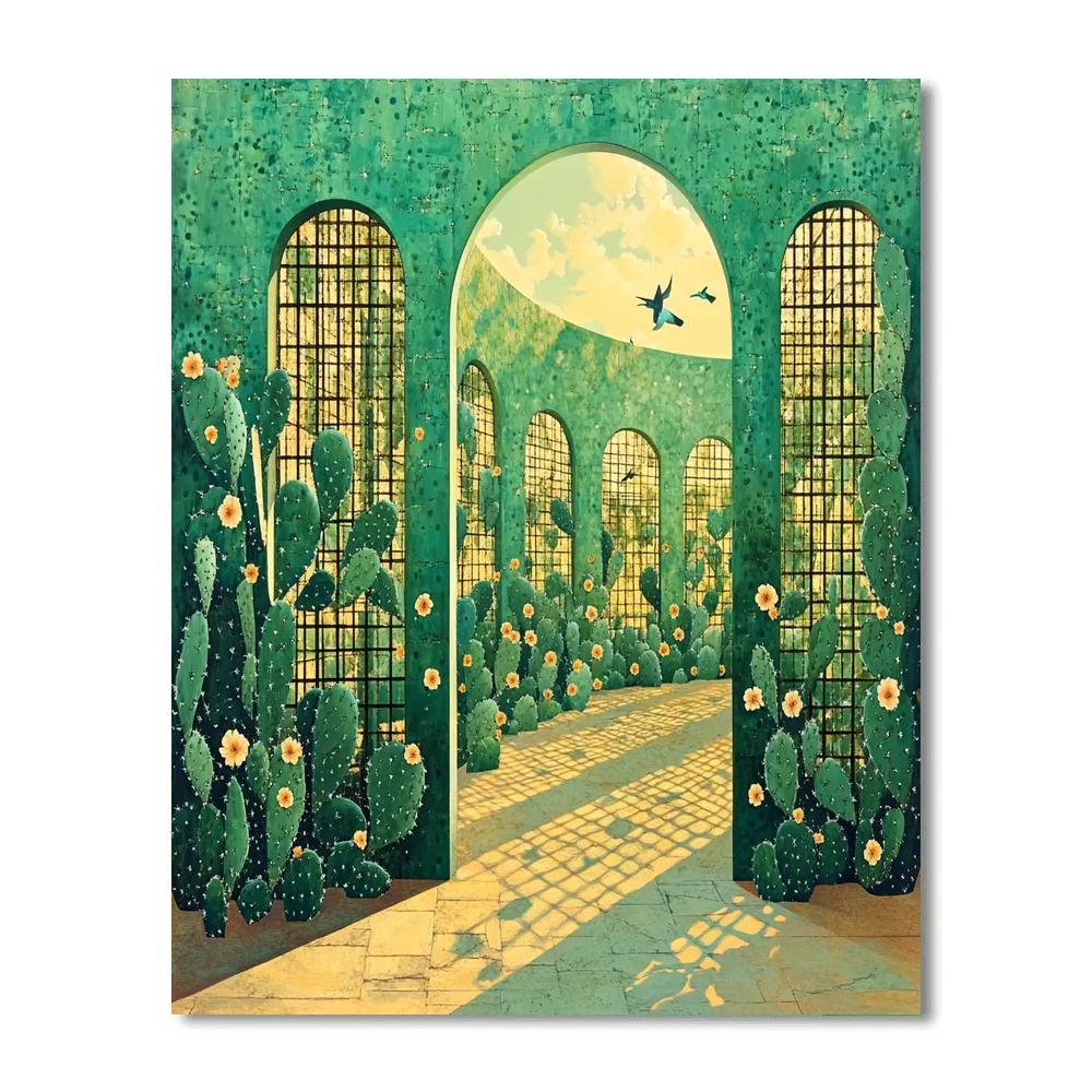 Frida Kahlo Inspired Nopal Lattice Sanctuary DIY paint by numbers