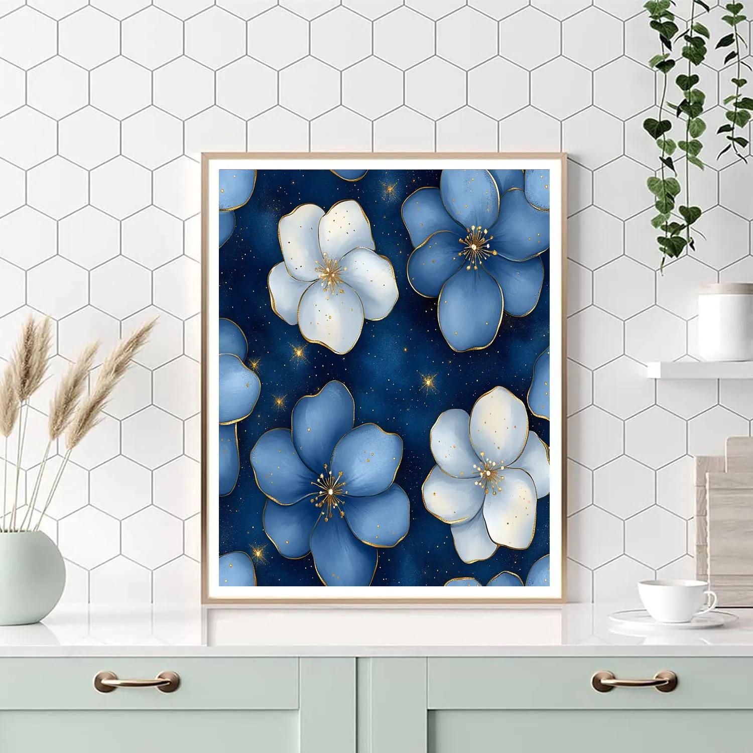 Gustav Klimt Inspired Golden Petal Constellations painting number kit