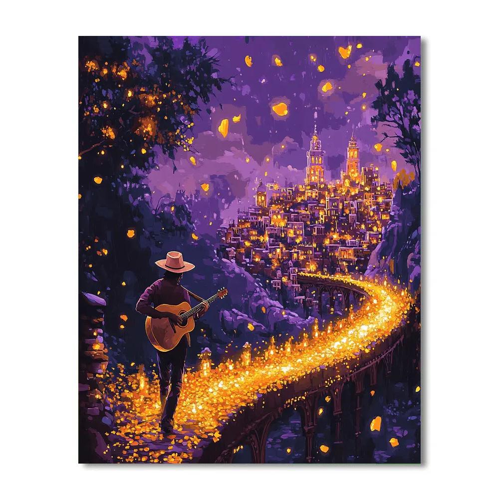 Hector Marigold Bridge Guitar Stroll Disney Inspired paint by color
