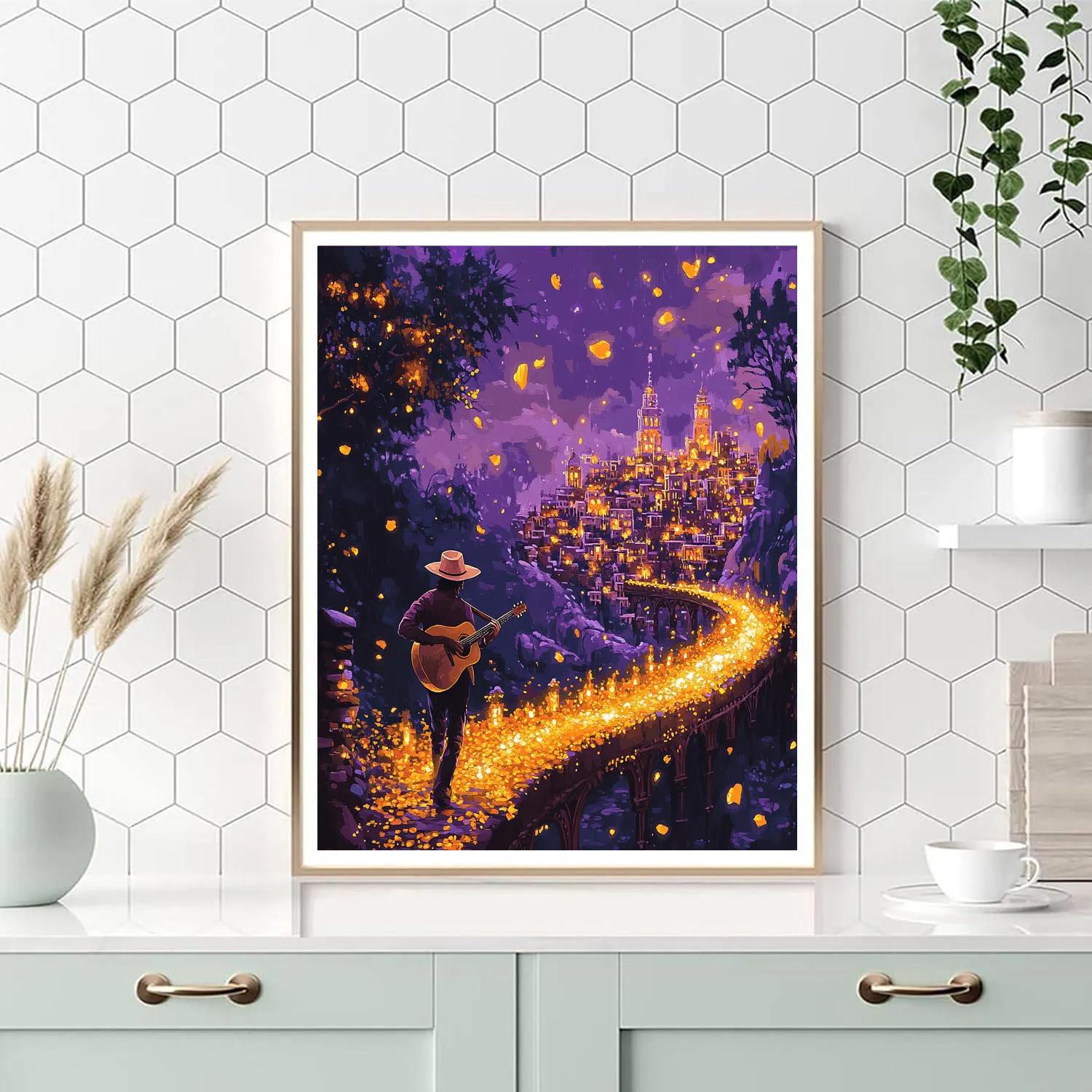 Hector Marigold Bridge Guitar Stroll Disney Inspired paint by color