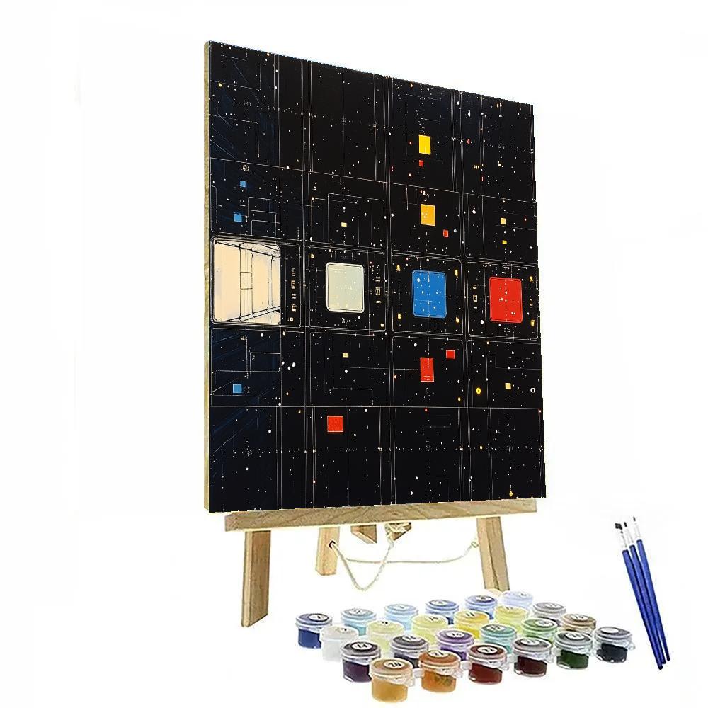 Piet Mondrian Inspired Starport Architecture Grid Paint by numbers kits