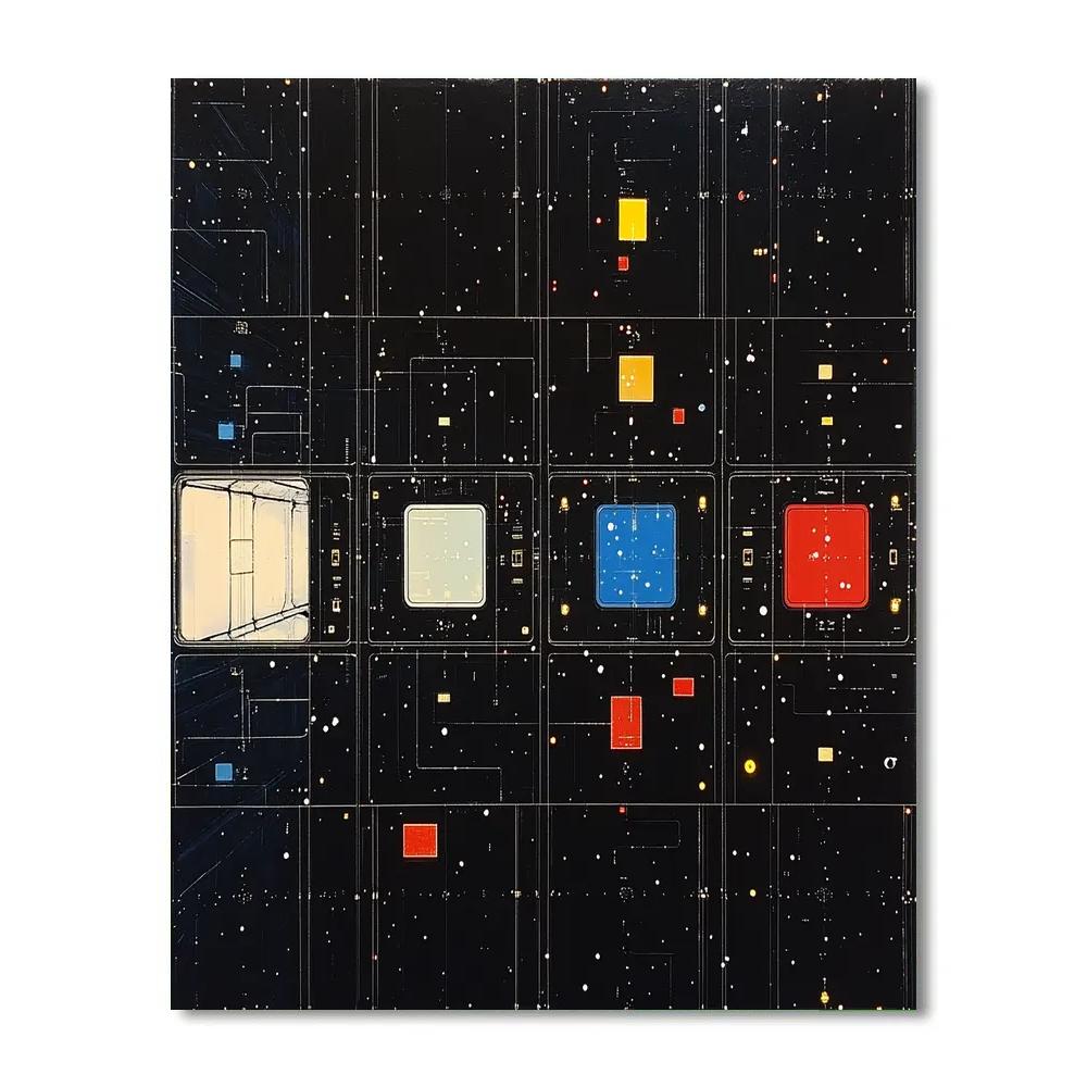 Piet Mondrian Inspired Starport Architecture Grid Paint by numbers kits