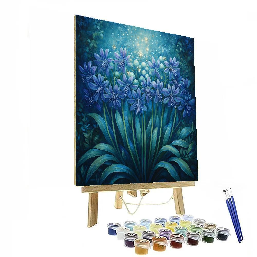 Frida Kahlo Inspired Agapanthus Oracle paint by color