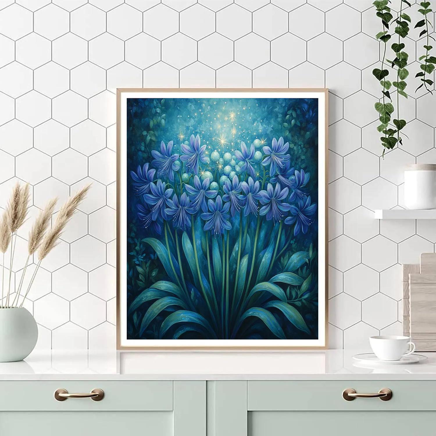 Frida Kahlo Inspired Agapanthus Oracle paint by color