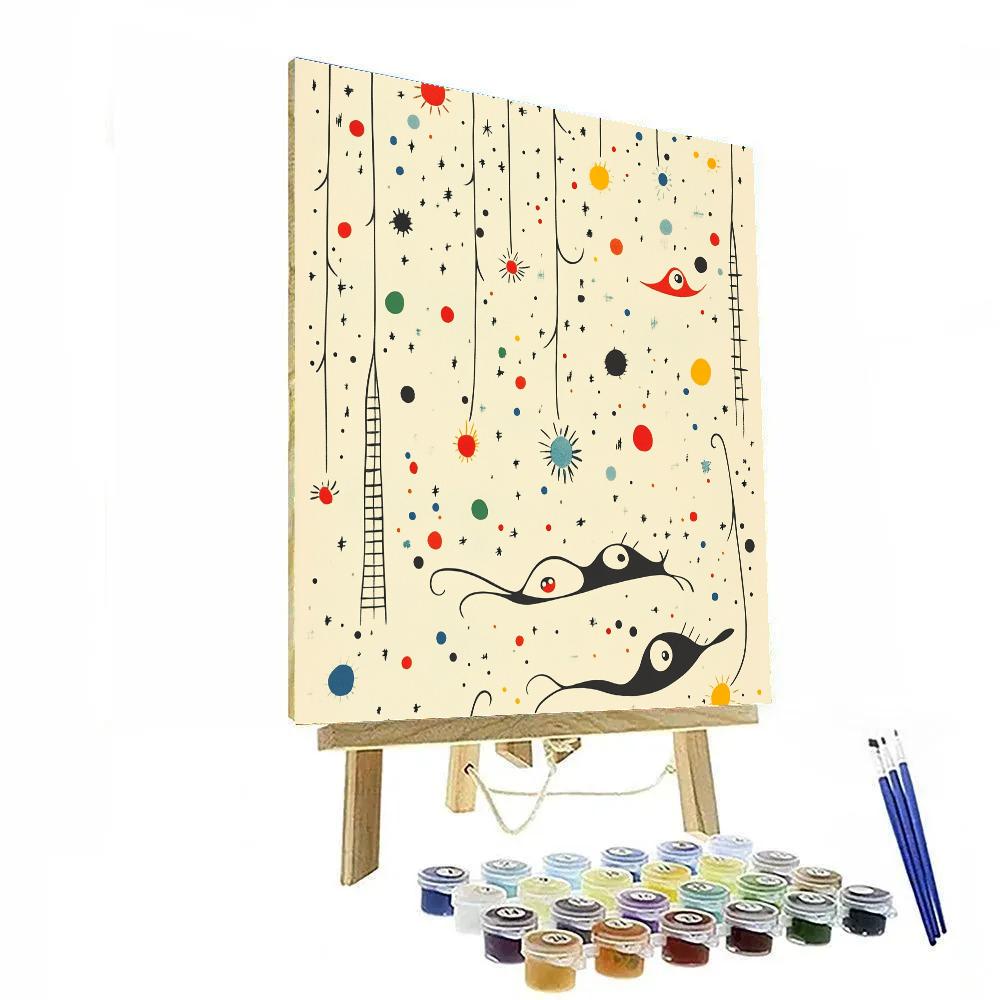 Joan Miro Inspired Children Watching Falling Stars paint by numbers