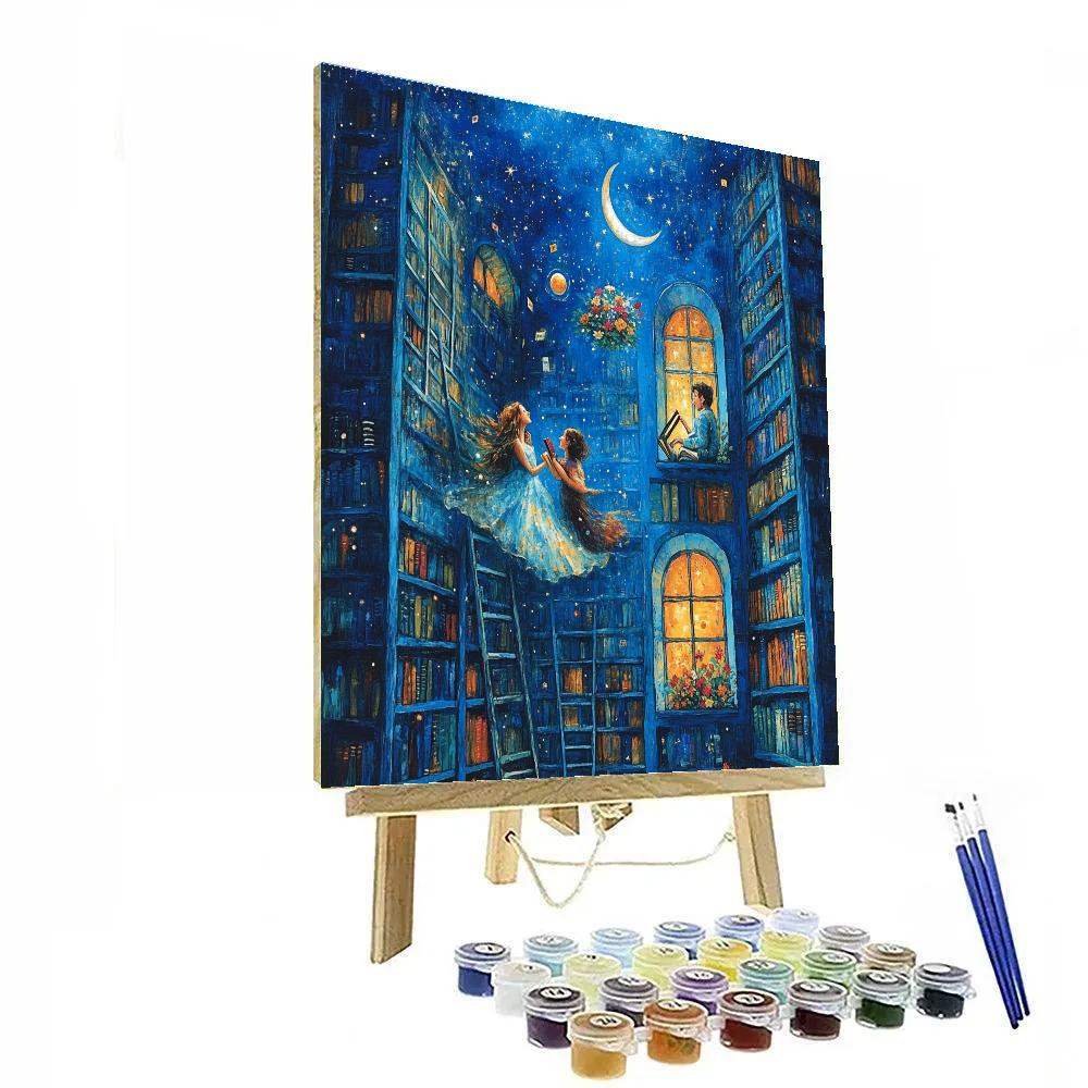 Marc Chagall Inspired Cosmic Library Lovers paint by number
