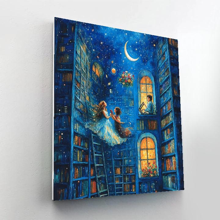 Marc Chagall Inspired Cosmic Library Lovers paint by number