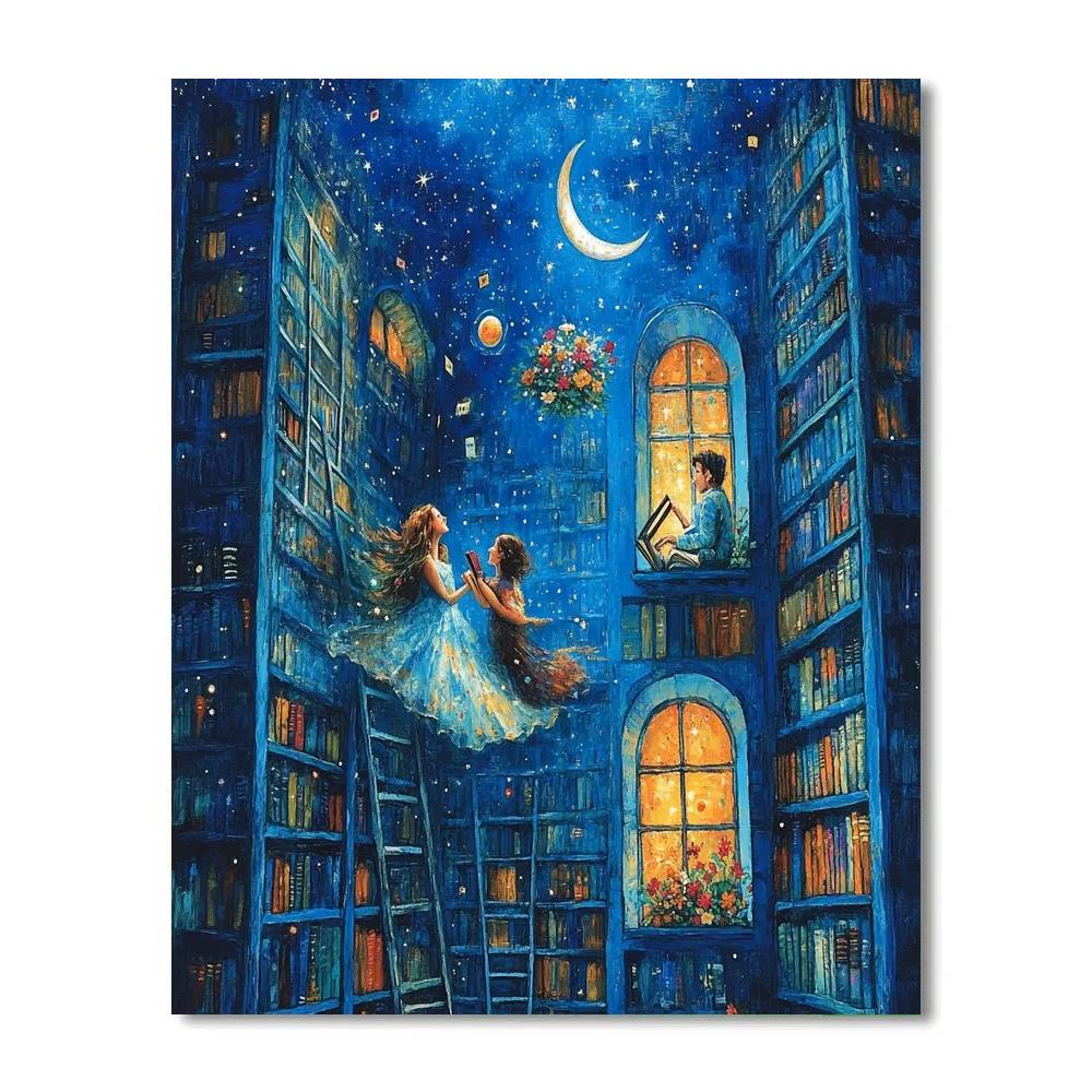 Marc Chagall Inspired Cosmic Library Lovers paint by number