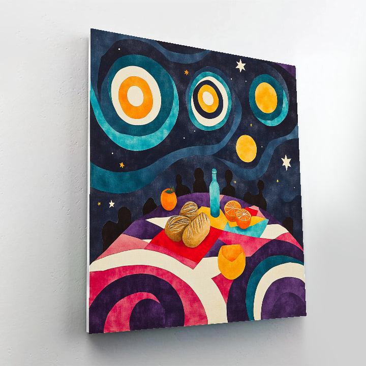 Henri Matisse Inspired Cutout Galaxy Picnic Blanket paint by numbers