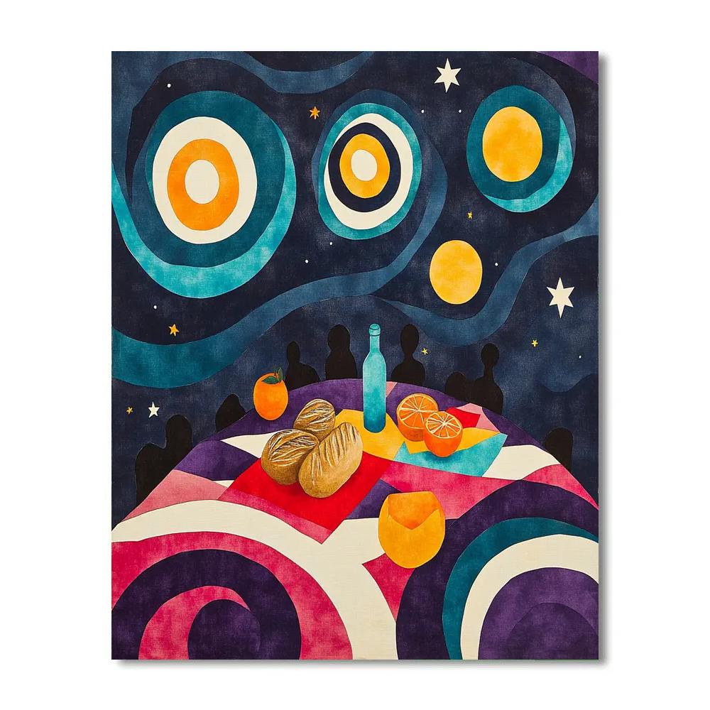Henri Matisse Inspired Cutout Galaxy Picnic Blanket paint by numbers