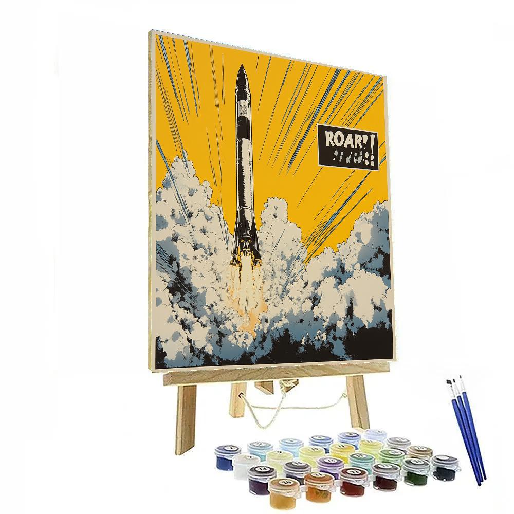 Roy Lichtenstein Inspired Comic Rocket Launch Pad DIY paint by numbers