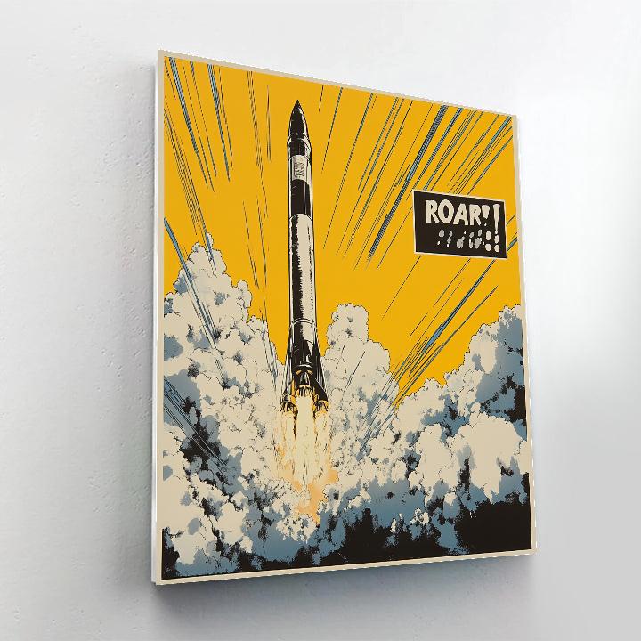 Roy Lichtenstein Inspired Comic Rocket Launch Pad DIY paint by numbers