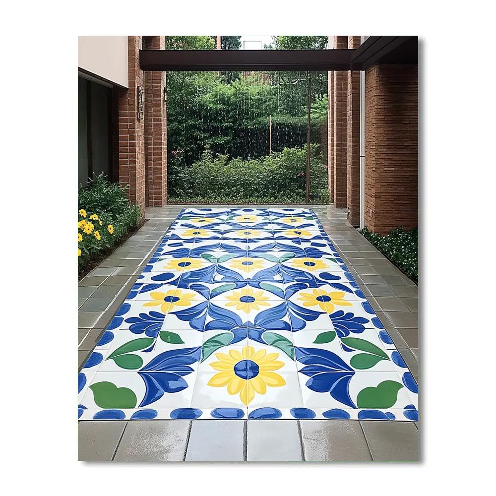 Frida Kahlo Inspired Talavera Rain Mosaic Number painting