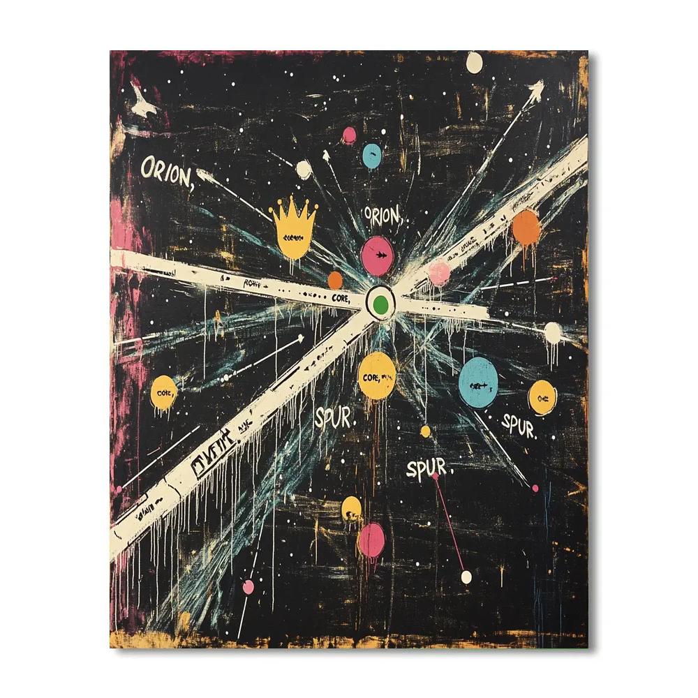 Jean Michel Basquiat Inspired Street Map Of The Milky Way paint by number