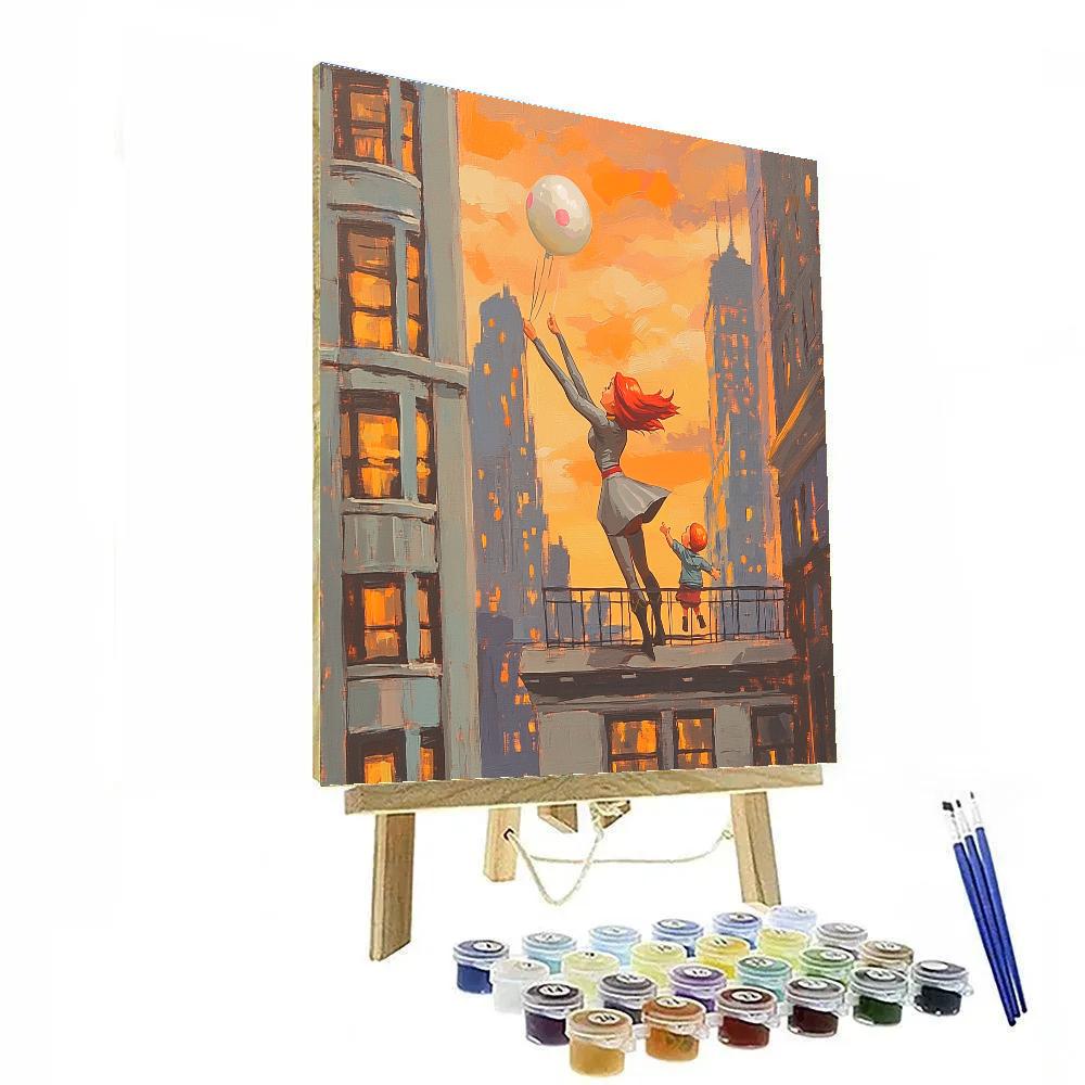 Elastigirl City Rooftop Stretch Rescue Disney Inspired Number painting