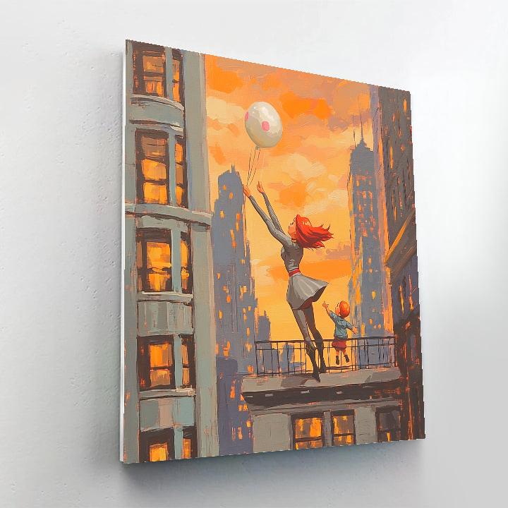 Elastigirl City Rooftop Stretch Rescue Disney Inspired Number painting