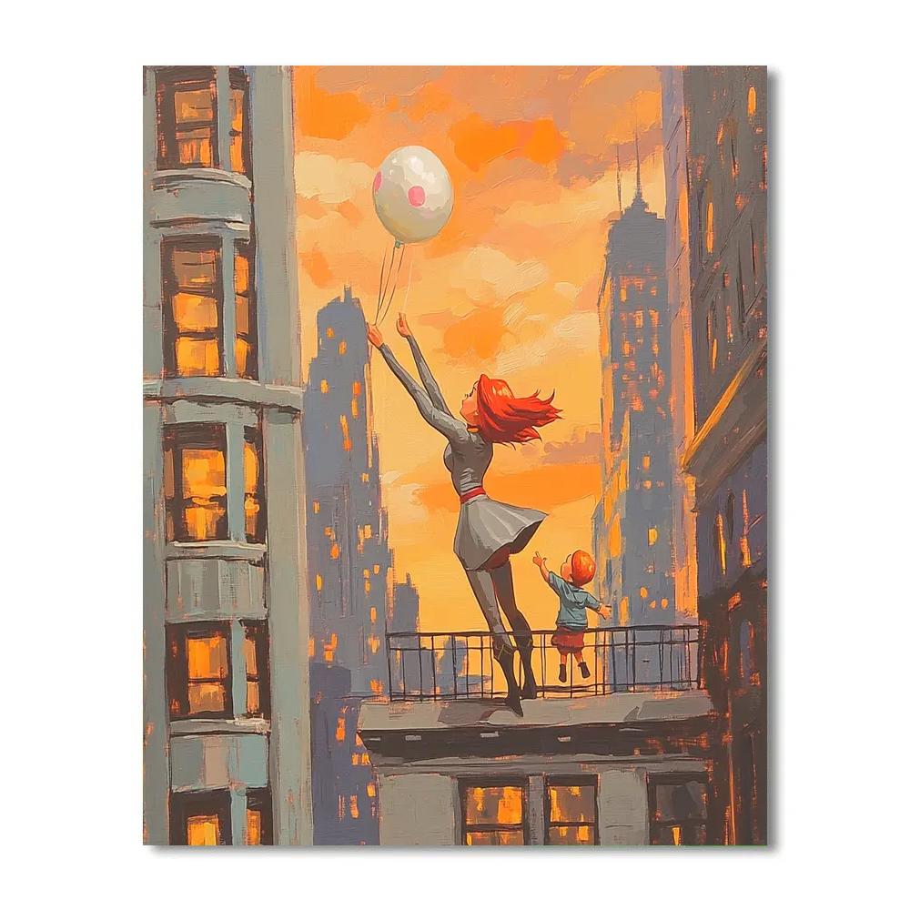 Elastigirl City Rooftop Stretch Rescue Disney Inspired Number painting