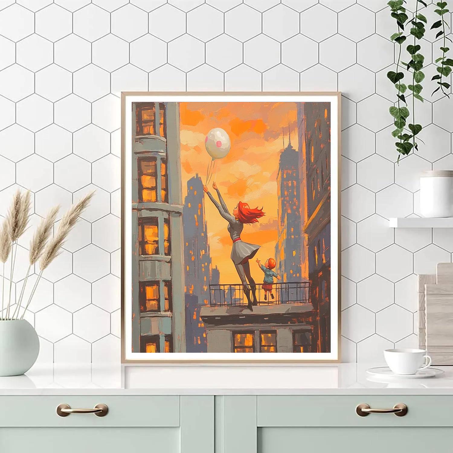 Elastigirl City Rooftop Stretch Rescue Disney Inspired Number painting