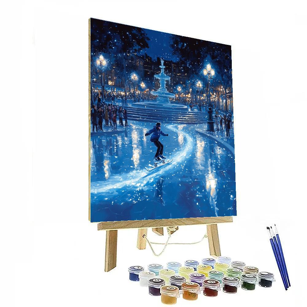 Frozone Frozen Fountain Plaza Slide Disney Inspired Number painting