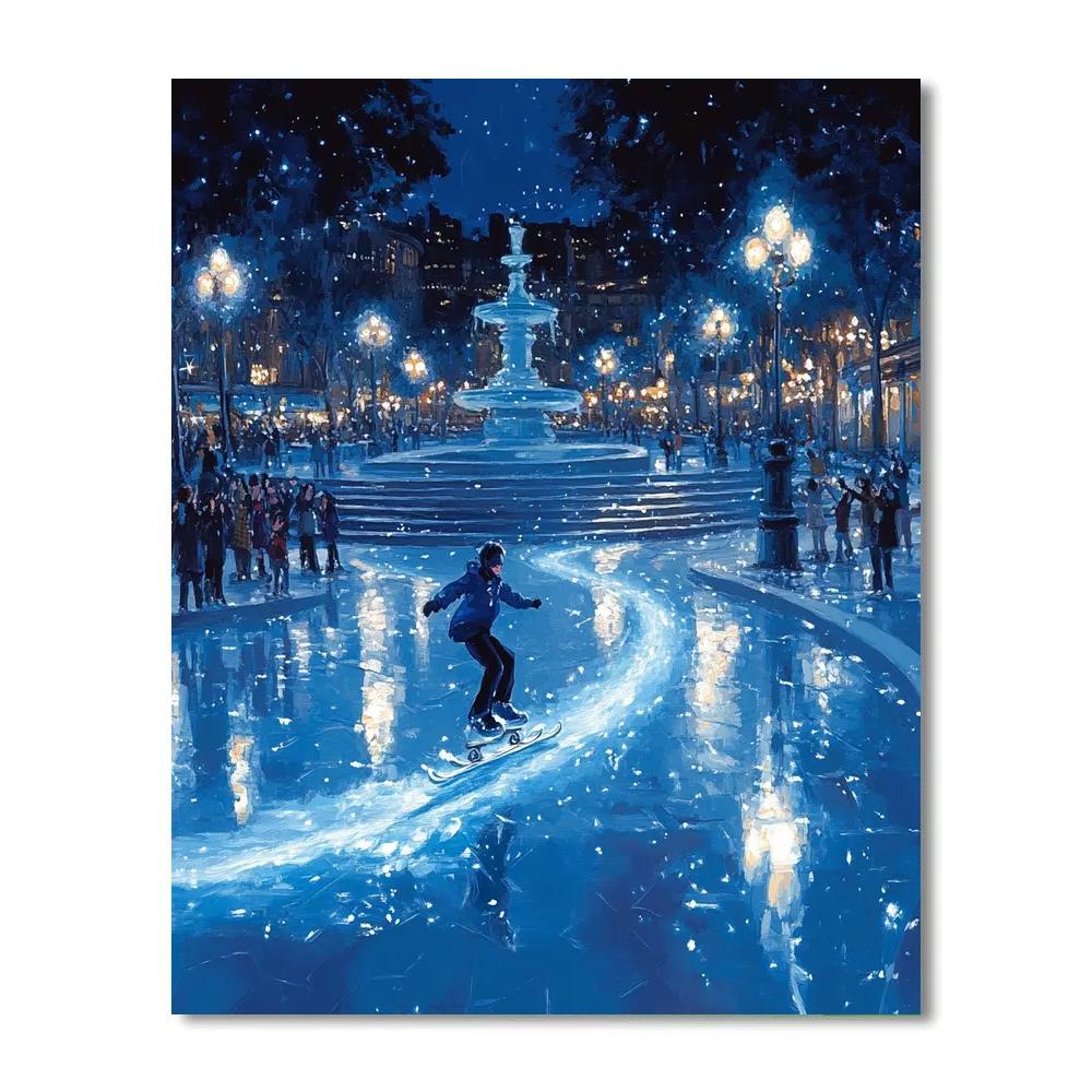 Frozone Frozen Fountain Plaza Slide Disney Inspired Number painting