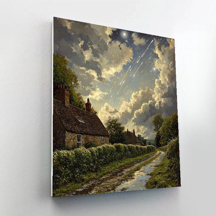 John Constable Inspired Meteor Shower Over Village Lane Painting by numbers kit