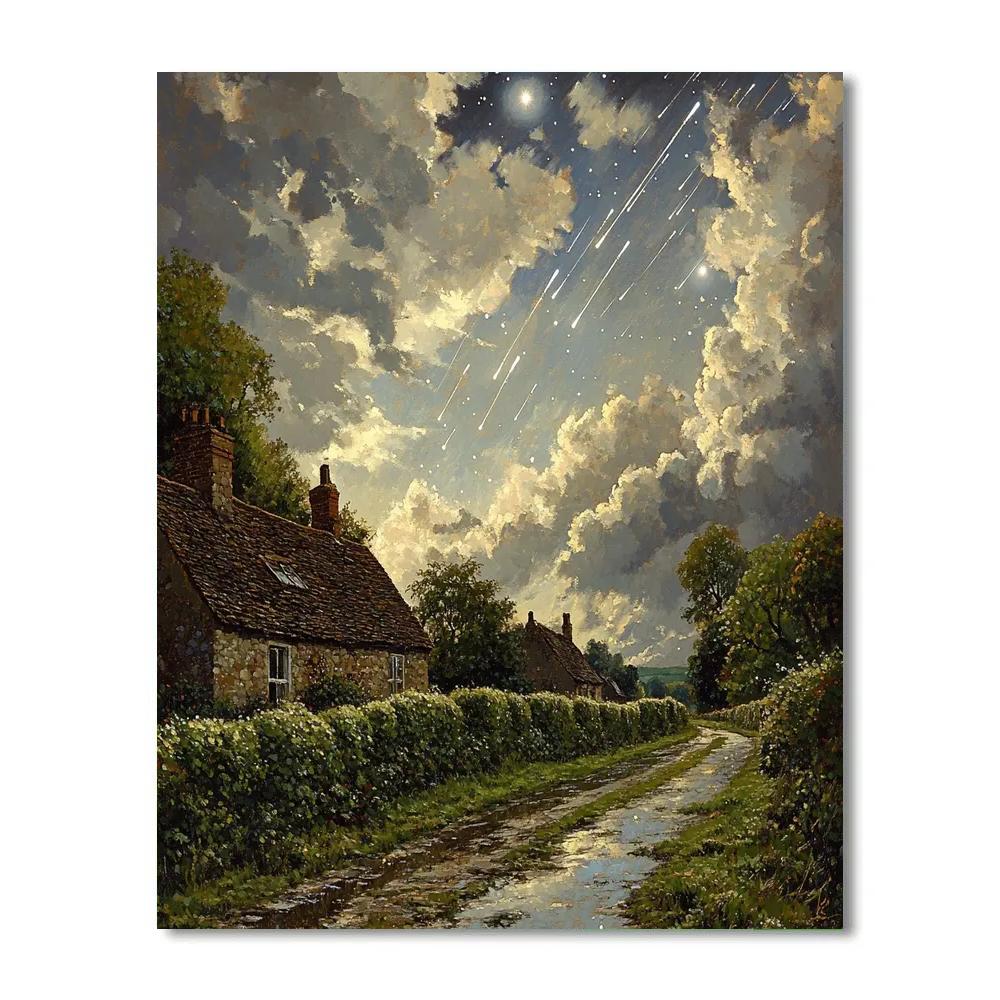John Constable Inspired Meteor Shower Over Village Lane Painting by numbers kit
