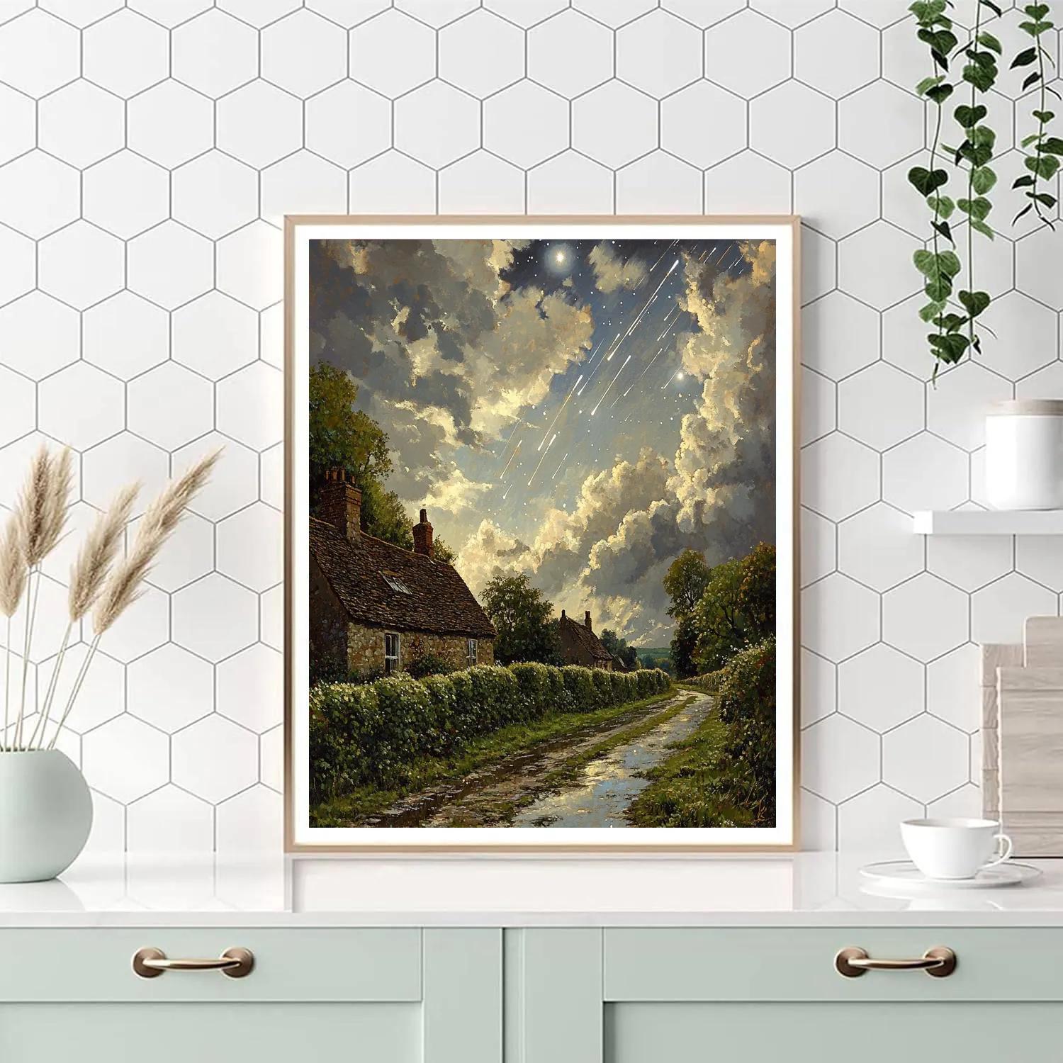 John Constable Inspired Meteor Shower Over Village Lane Painting by numbers kit