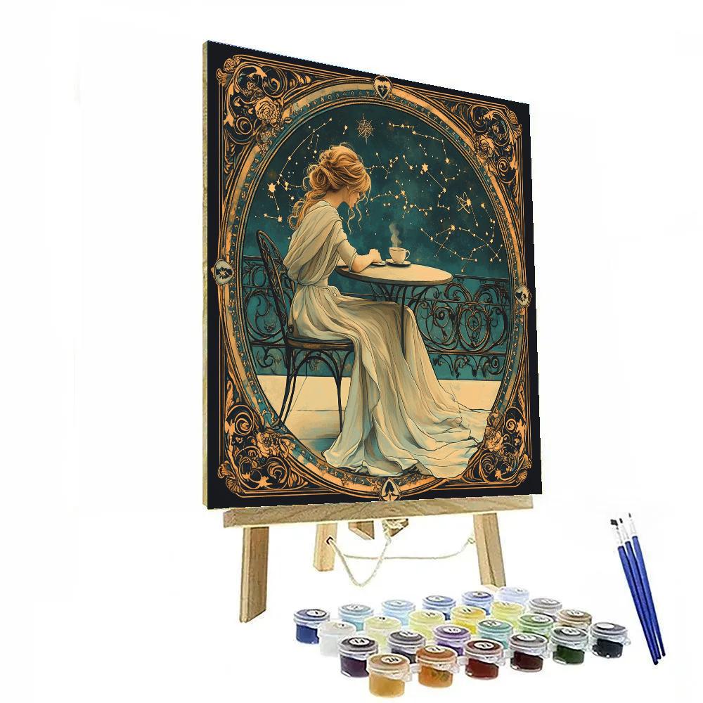 Alphonse Mucha Inspired Zodiac Cafe Terrace Numbered painting kits