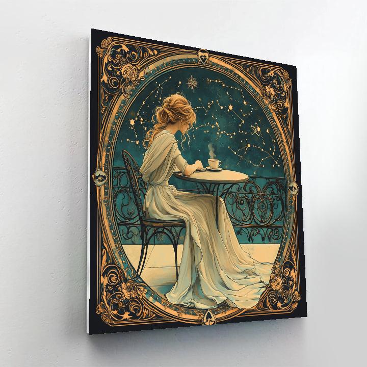 Alphonse Mucha Inspired Zodiac Cafe Terrace Numbered painting kits