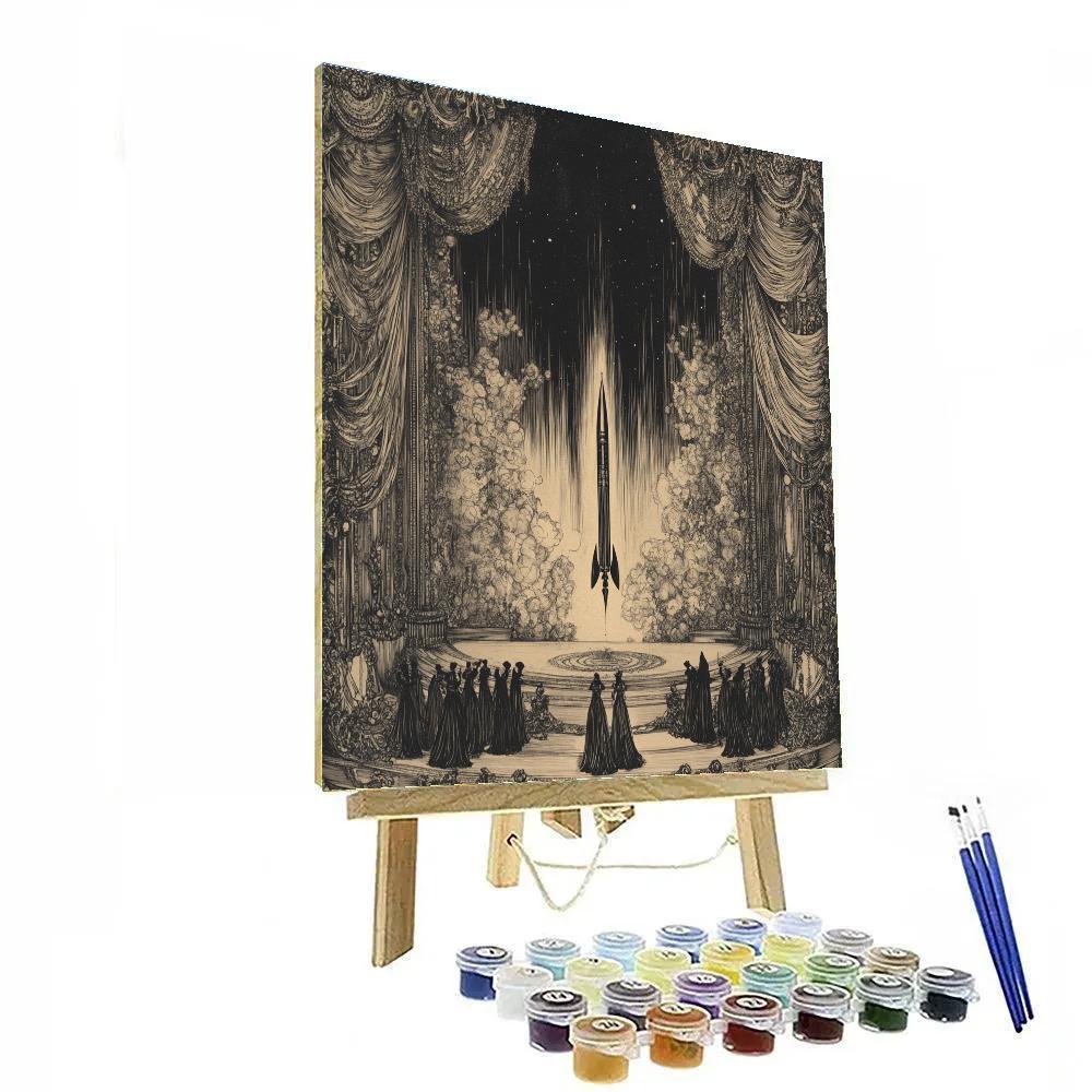 Aubrey Beardsley Inspired Black And White Rocket Opera Paint by numbers art