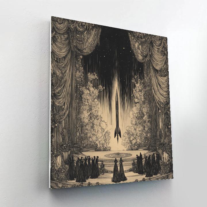 Aubrey Beardsley Inspired Black And White Rocket Opera Paint by numbers art